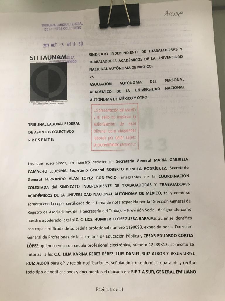 SITTAUNAM interpone una demanda de titularidad y administración del Contrato Colectivo de Trabajo